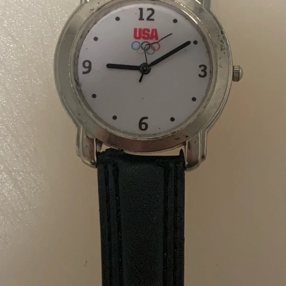 USA Olympic Logo Watch - White Dial, Black Strap